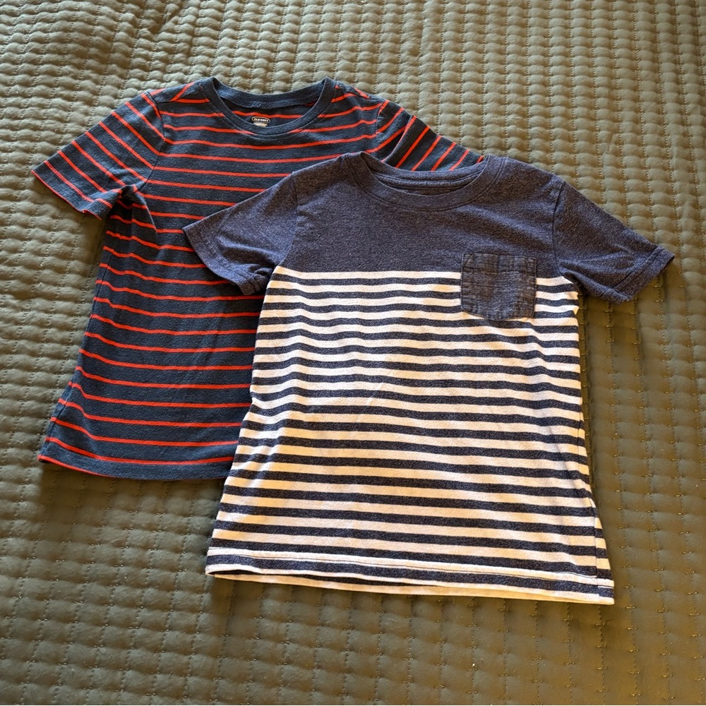 Short sleeved stripped boys shirts.